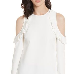 Ted Baker Steffe Ruffled Cold-shoulder Top New